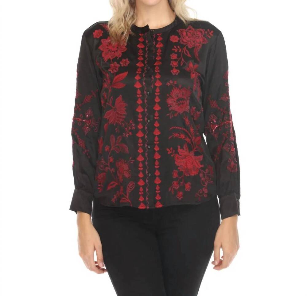 NEW JOHNNY WAS mandarin button down shirt in annalina